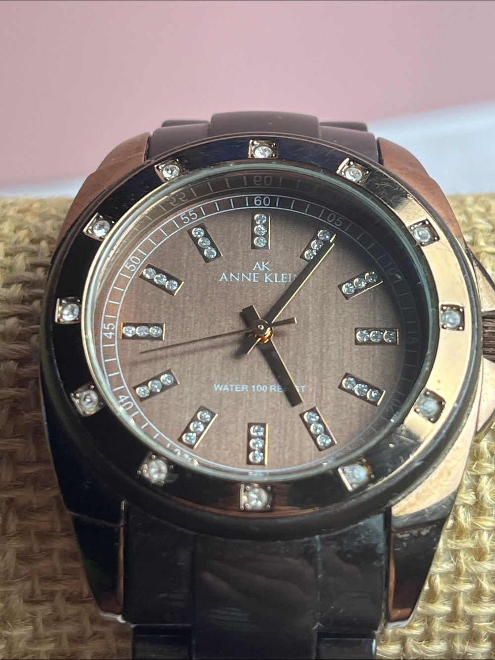 Anne Klein Brown and Gold Accent Women's Watch w/Swarovski Crystals New Battery